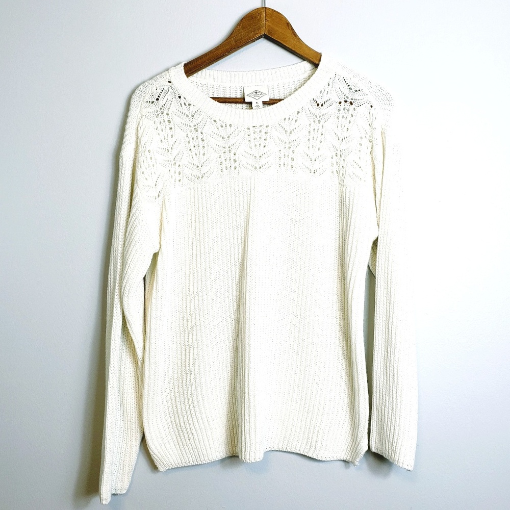 St. John's Bay Womens White Sweater Sz PL